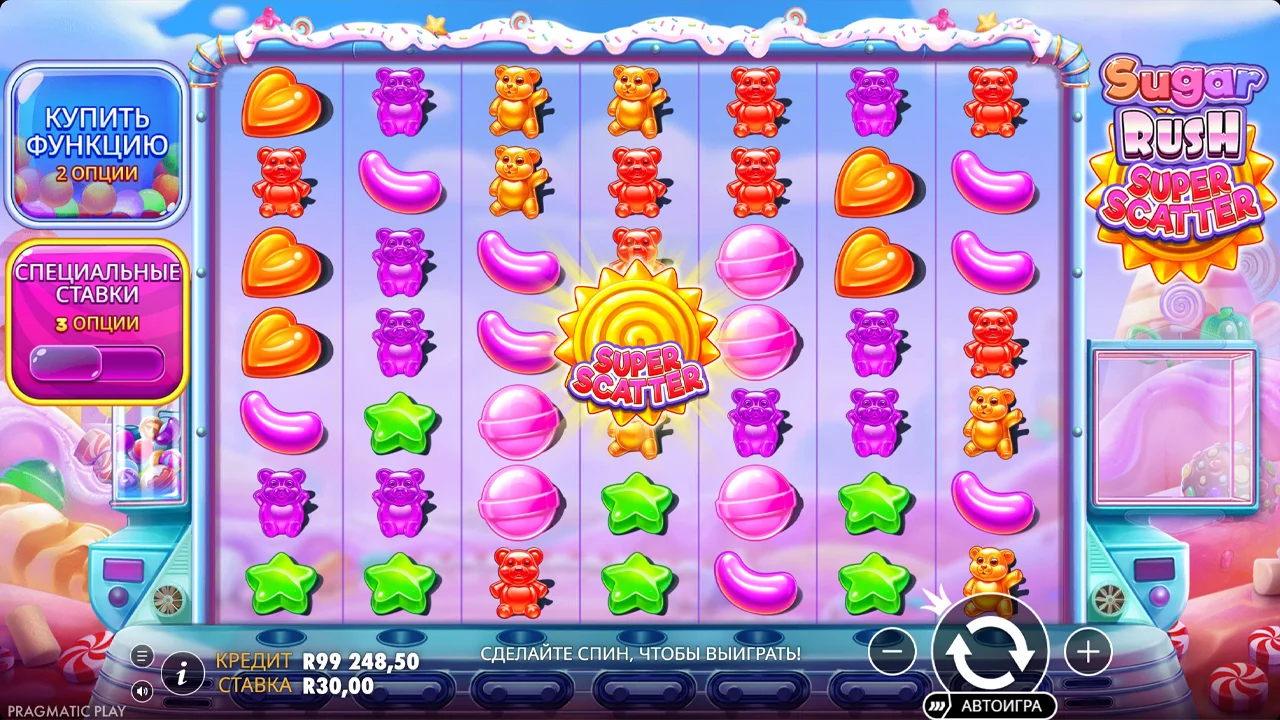 Sugar Rush Super Scatter фриспины с множителями x1024 и Super Scatter выплатой